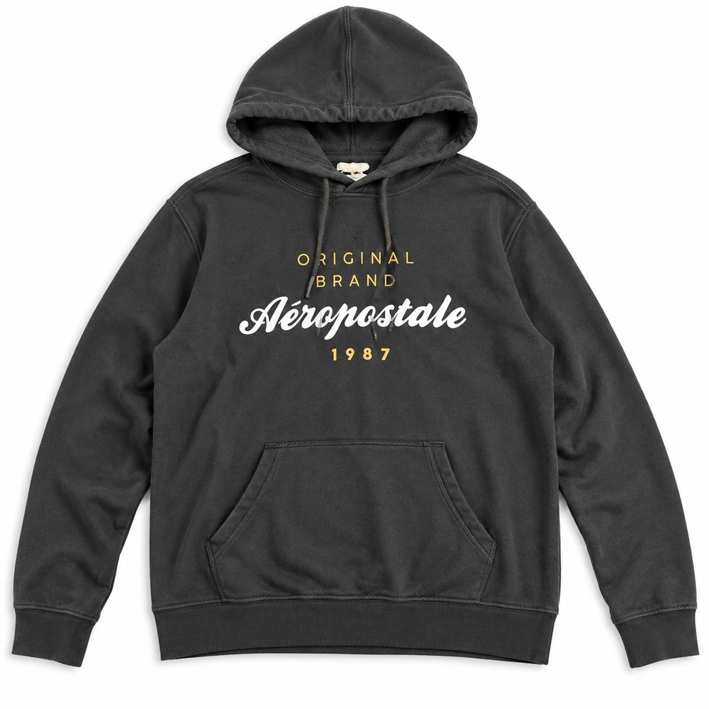 Aeropostale Original Brand 1987 Hoodie Black Graphic Pullover Women's Medium M